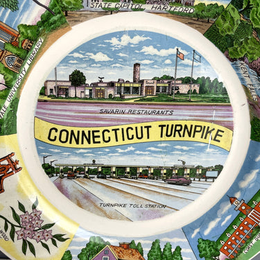 Connecticut Turnpike souvenir plate - vintage 1950s road trip souvenir - NextStage Vintage