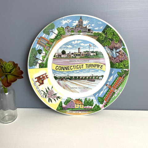 Connecticut Turnpike souvenir plate - vintage 1950s road trip souvenir - NextStage Vintage