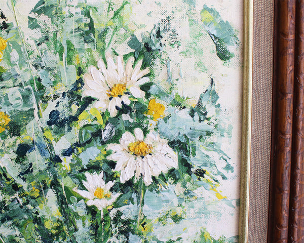 Daisy painting - 1970s expressionist inspired painting - modernist floral painting - NextStage Vintage