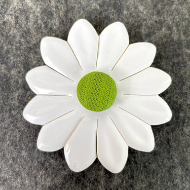 Vinyl flower brooch with button center - 1960s vintage - NextStage Vintage