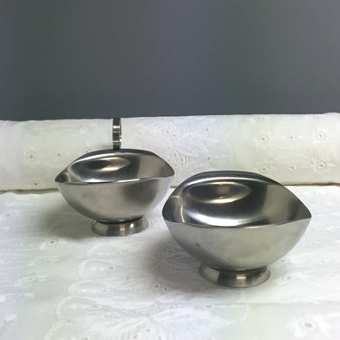 Modernist stainless cream and sugar - MG Denmark 1970s vintage - NextStage Vintage