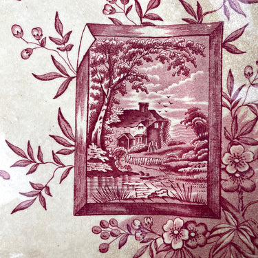 Davenport Pottery Osborne aesthetic movement transferware cake plate - 1800s antique - NextStage Vintage