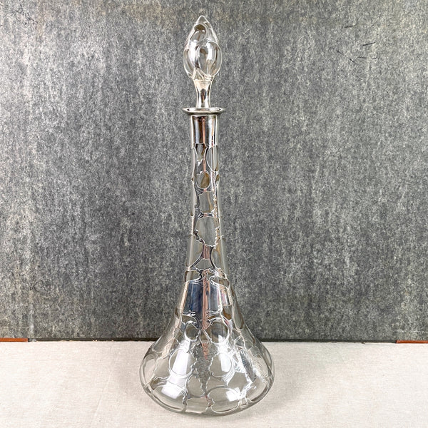 Art nouveau silver overlay decanter - antique with heavy overlay - NextStage Vintage