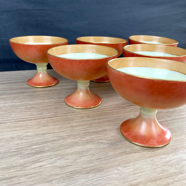 Vintage 1930s hand painted footed dessert dishes made in Czecho-Slovakia - set of 6 - NextStage Vintage