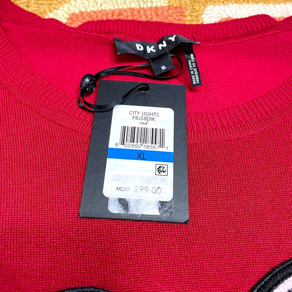 DKNY red sweater with pig patch NWT - size XL - NextStage Vintage