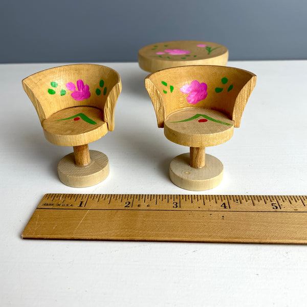 Wooden dollhouse table and chair - made in Japan - 1970s vintage - NextStage Vintage