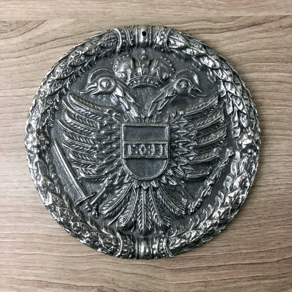 Austrian Doppeladler double-headed eagle plaque - Zinn Pewter - NextStage Vintage