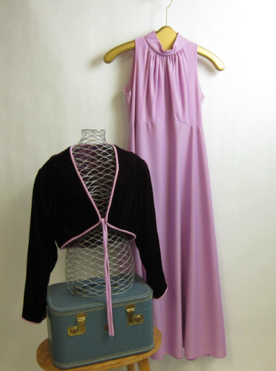 1970s lilac party dress with velvet bolero jacket - NextStage Vintage