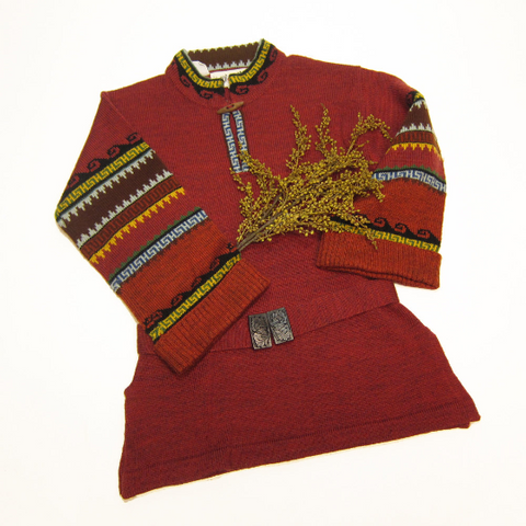1970s sweater tunic with folk pattern - vintage Vicki Volts - women's size XS - NextStage Vintage