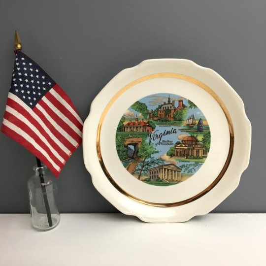 Virginia Mother of Presidents souvenir state plate - vintage travel souvenir - NextStage Vintage