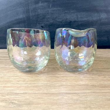 Opalescent drapery glass cream and sugar set - 1960s vintage - NextStage Vintage