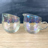 Opalescent drapery glass cream and sugar set - 1960s vintage - NextStage Vintage
