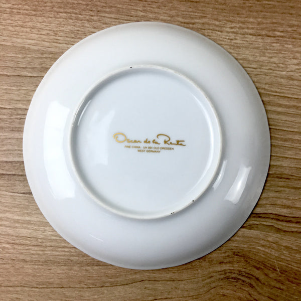 Oscar de la Renta Old Dresden china cream, sugar, 3 cups and saucers - NextStage Vintage