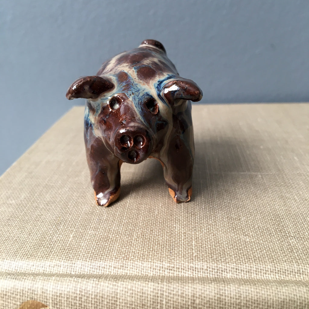 Drip glaze pig figure - vintage studio art pottery animal - NextStage Vintage