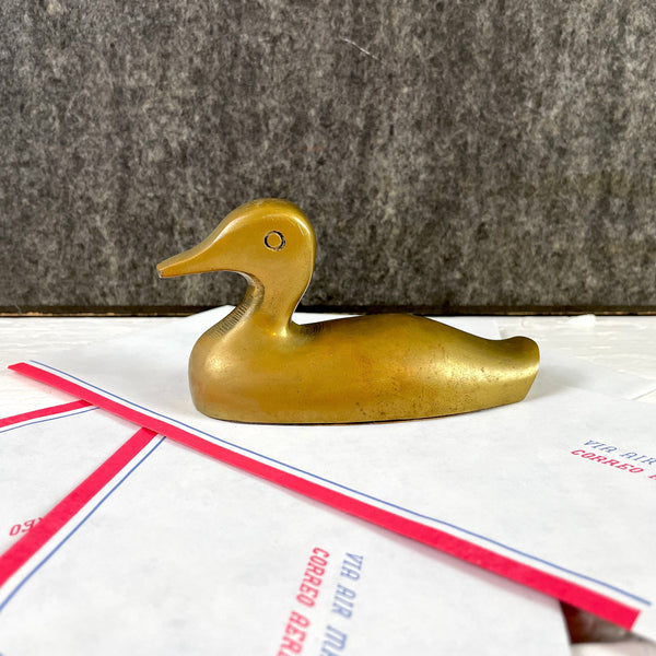 Brass duck - mid century paperweight - NextStage Vintage