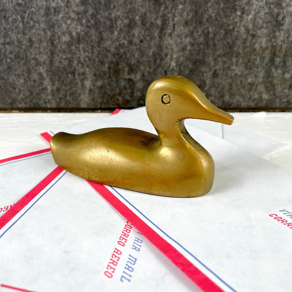 Brass duck - mid century paperweight - NextStage Vintage