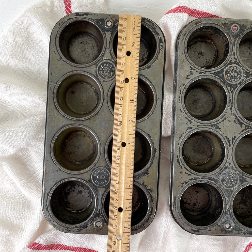 Vintage Set of Ekco and Ovenex Metal Baking Pans 8 Cup Mini Bundt