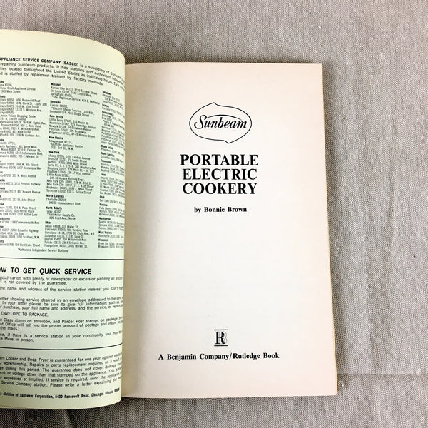 Portable Electric Cookery - 1970 Sunbeam Corporation cookbook - NextStage Vintage