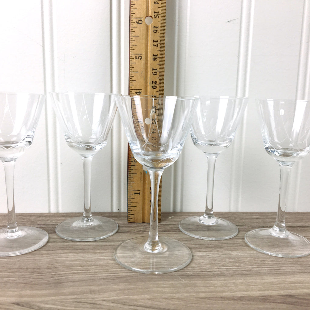 Set of 8 Cut Criss Cross Crystal Stem Champagne Glasses, Clear, Heavy,  Vintage