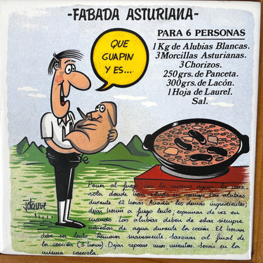 Fabada Asturiana recipe trivet - vintage Spanish recipe trivet - NextStage Vintage
