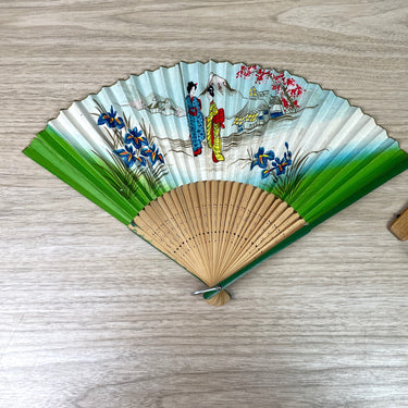 Asian folding paper fans - set of 3 - vintage hand fans - NextStage Vintage
