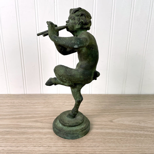 Cast bronze faun with the flauts - Fonderia Deluca - vintage Italian figure - NextStage Vintage