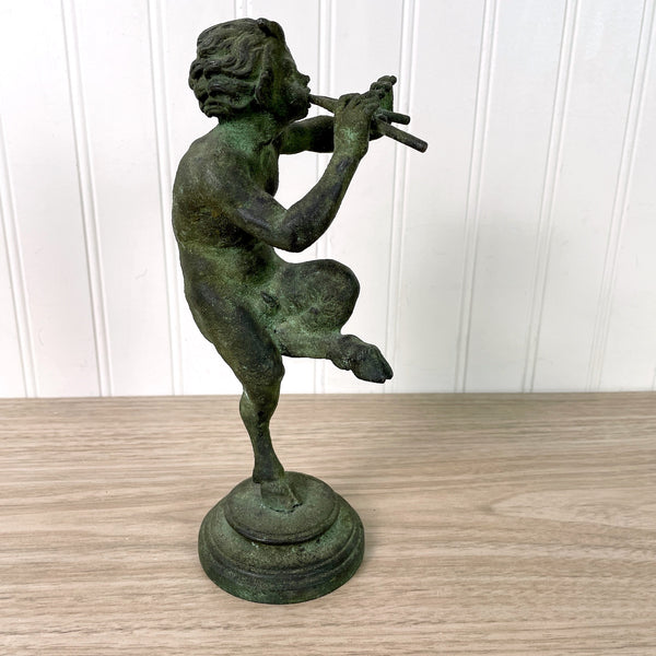 Cast bronze faun with the flauts - Fonderia Deluca - vintage Italian figure - NextStage Vintage