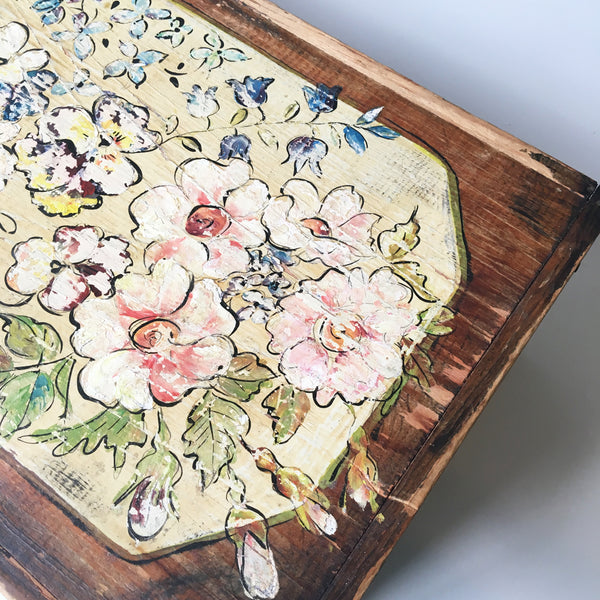 Floral painted craft storage box - vintage decorative storage - NextStage Vintage