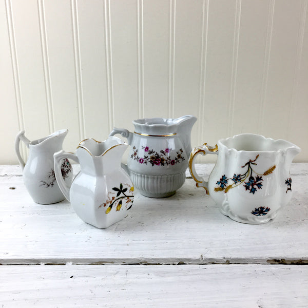 Vintage floral cream pitchers - set of 4 - mix and match creamers - NextStage Vintage