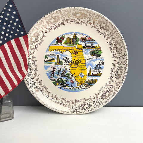 Florida souvenir state plate - 1960s vintage plate wall decor - NextStage Vintage