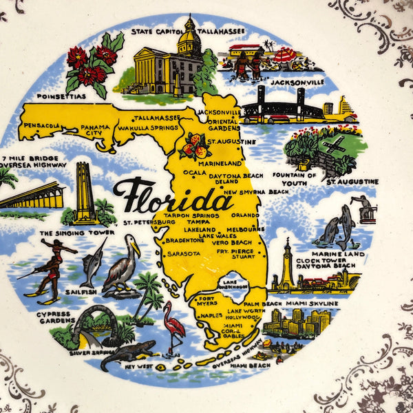 Florida souvenir state plate - 1960s vintage plate wall decor - NextStage Vintage