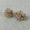 Round floral earrings with AB rhinestones - 1960s vintage - NextStage Vintage