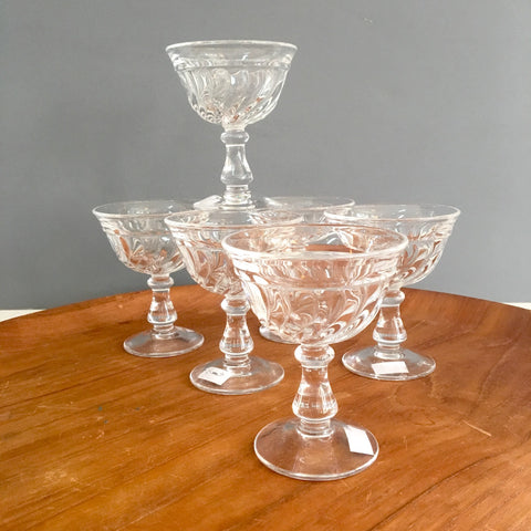 Late 20th Century Multi-Color Footed Martini Glasses- Set of 6