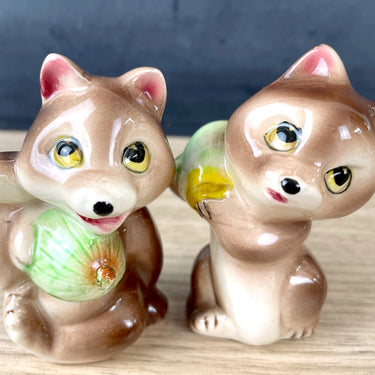 Fox with melons salt and pepper shakers - 1950s vintage - NextStage Vintage