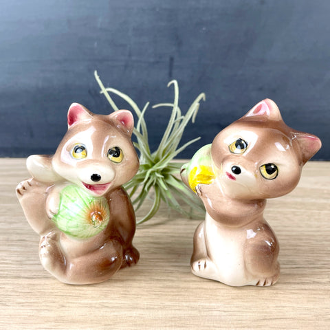 Fox with melons salt and pepper shakers - 1950s vintage - NextStage Vintage