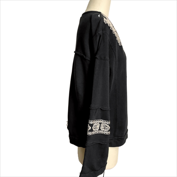 Free People black french terry knit tunic with bell sleeves - size S/P - NextStage Vintage