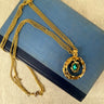 Freirich gold and green circular pendant - 1970s vintage costume jewelry - NextStage Vintage