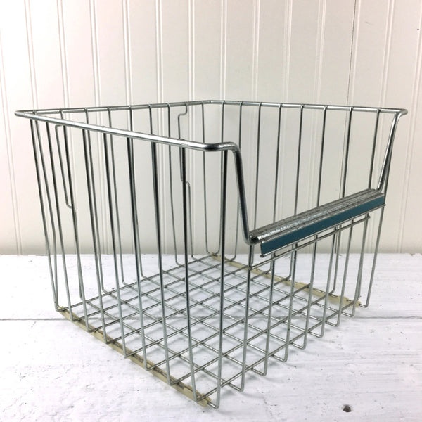 Vintage square metal refrigerator bin - metal wire basket - NextStage Vintage