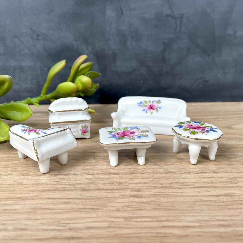 Miniature porcelain furniture - 5 pieces - vintage miniatures - NextStage Vintage