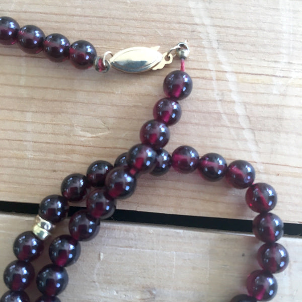 Garnet and gold beaded necklace - 32" - NextStage Vintage