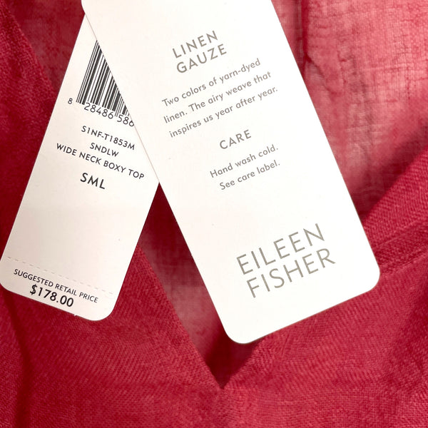 Eileen Fisher tie neck linen gauze top - size small - NWT - NextStage Vintage
