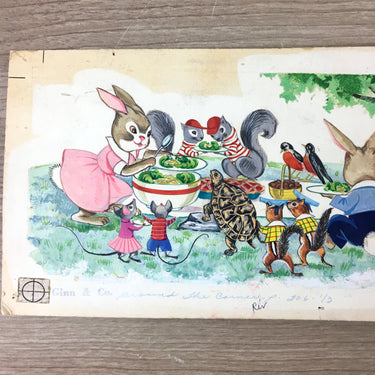 Ginn & Co. original illustration from "Around the Corner" early reader - 1950s vintage - NextStage Vintage