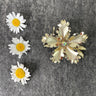 Goldtone flower brooch with aurora borealis rhinestone center - 1960s vintage - NextStage Vintage