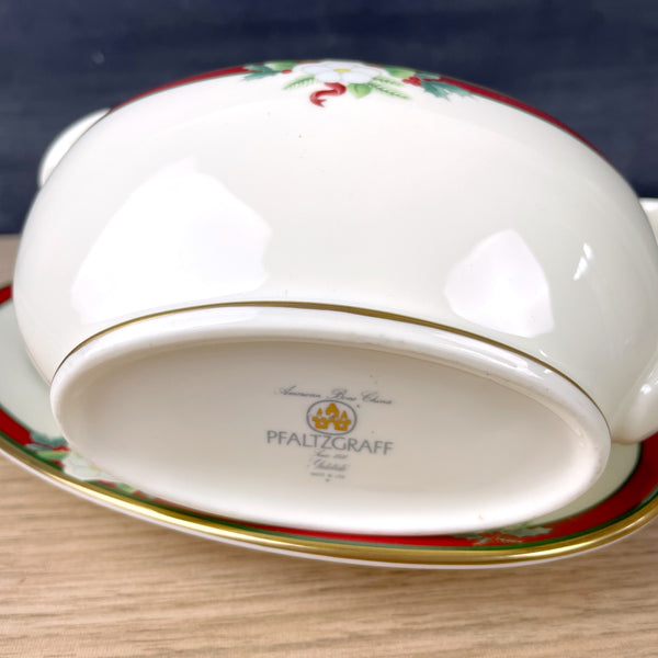 Pfaltzgraff Yuletide bone china gravy boat and saucer - 1990s vintage - NextStage Vintage