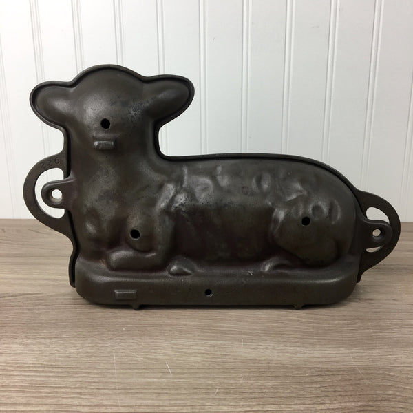 Antique Griswold lamb cake mold #866 - 2 piece cast iron form - NextStage Vintage