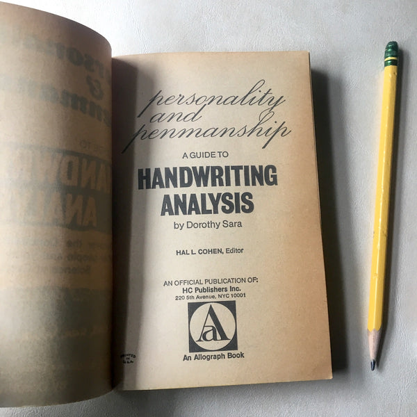 Personality and Penmanship: A Guide to Handwriting Analysis - Dorothy Sara - 1969 softcover - NextStage Vintage