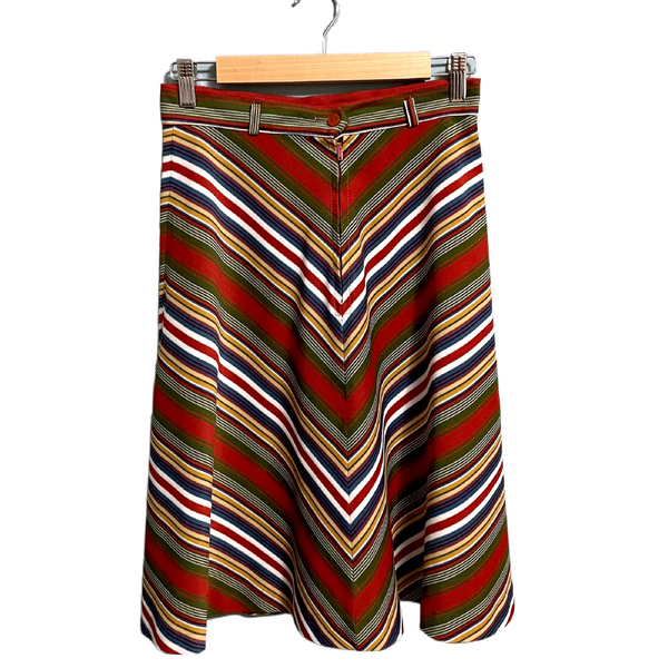 1960s vintage bias striped a-line skirt - size small - medium - NextStage Vintage