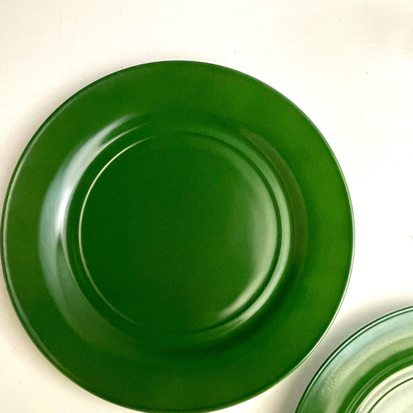 Hazel Atlas Ovide dinner plates - dark green - set of 2 - NextStage Vintage