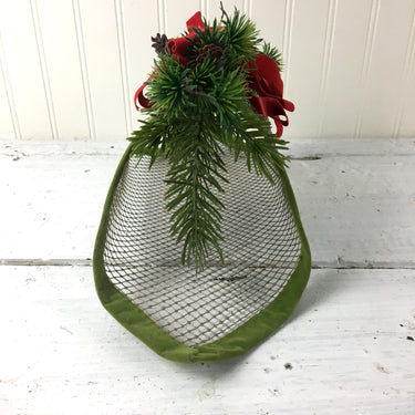 Hardware cloth Christmas basket - 1960s vintage handmade decor - NextStage Vintage