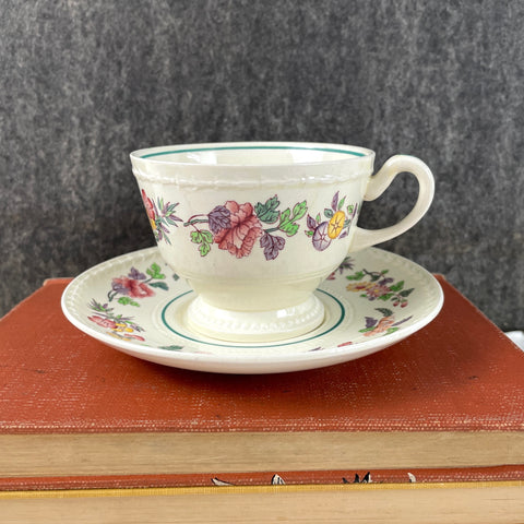 Wedgwood Harlech cup and saucer - floral - vintage china - NextStage Vintage